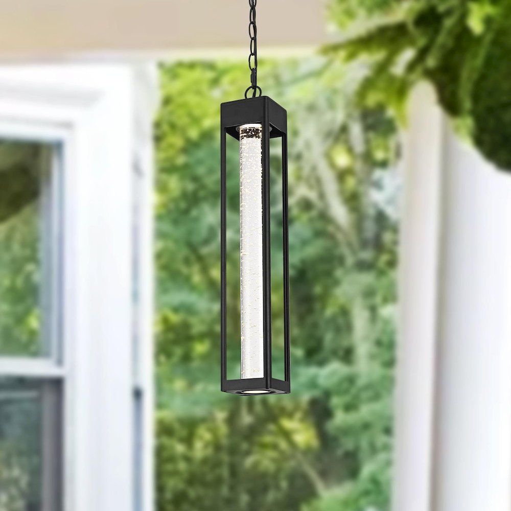 Amaris 23 inch LED Outdoor Pendant in Black. Picture 2
