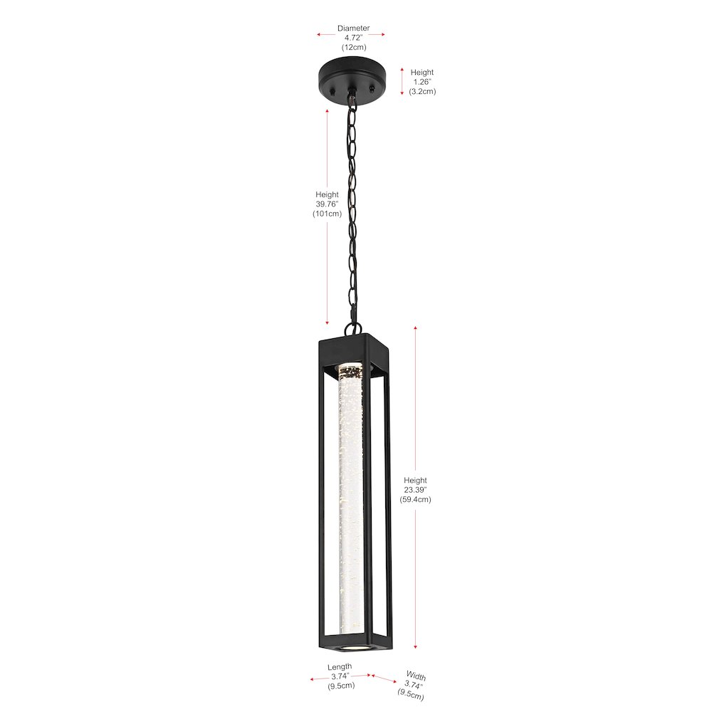 Amaris 23 inch LED Outdoor Pendant in Black. Picture 9