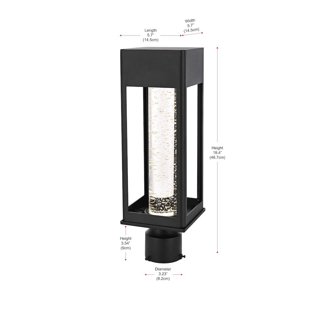 Amaris 18 inch LED Outdoor Post light in Black. Picture 6
