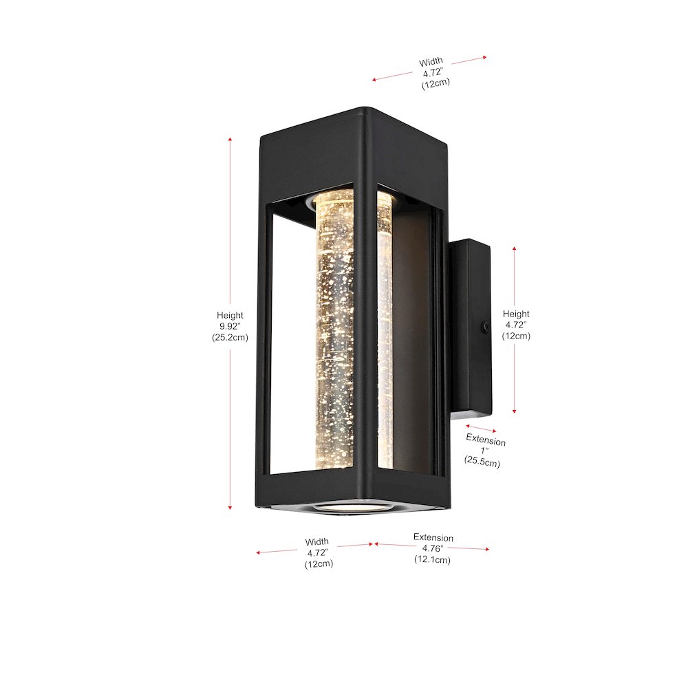 Amaris 10 inch LED Outdoor Wall sconce in Black. Picture 8