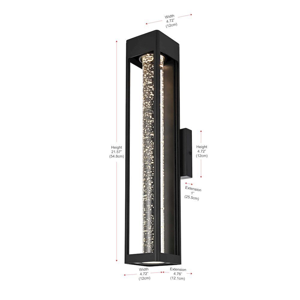 Amaris 22 inch LED Outdoor Wall sconce in Black. Picture 8