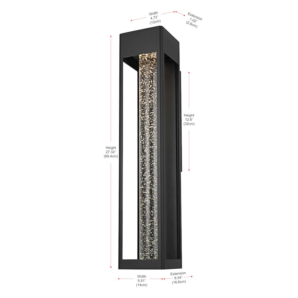 Amaris 27 inch LED Outdoor Wall sconce in Black. Picture 8