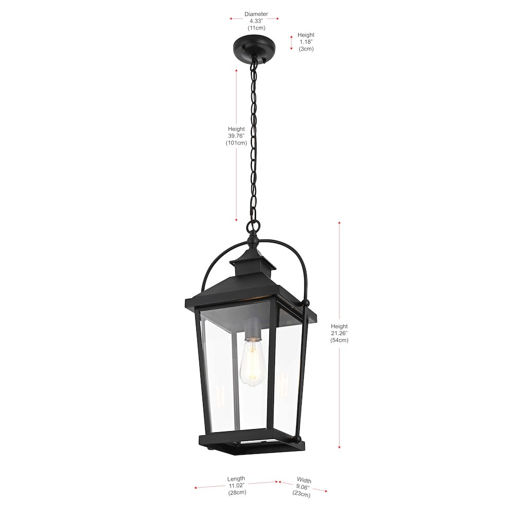 Luz 21 inch Outdoor Pendant in Black. Picture 9