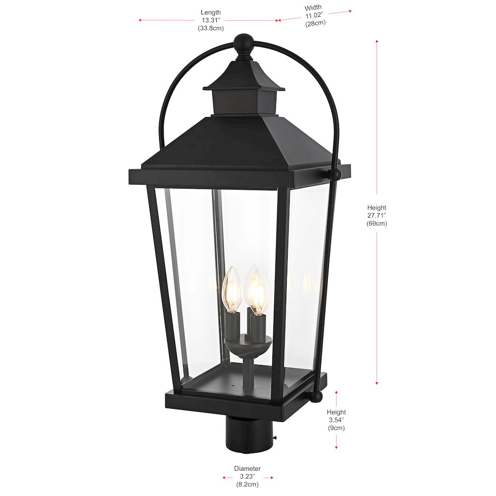 Luz 27 inch Outdoor Post light in Black. Picture 6