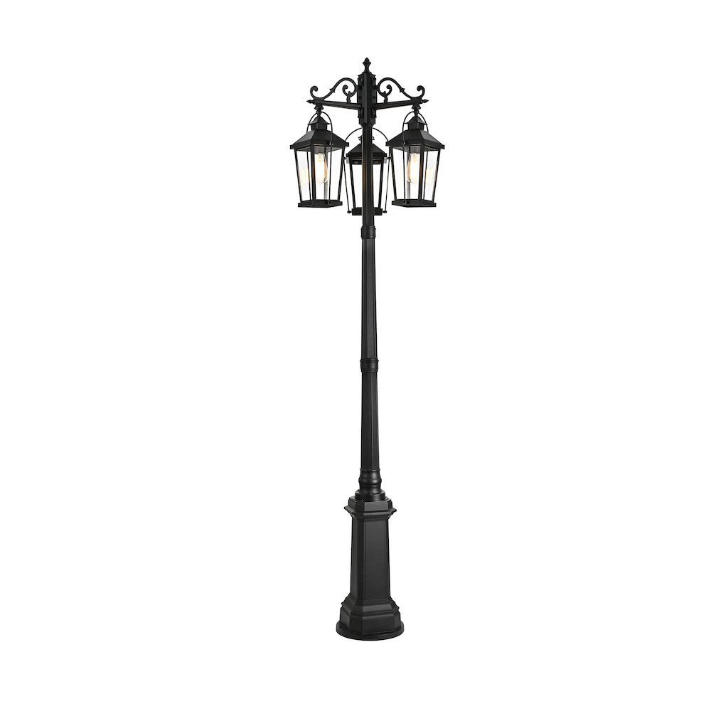 Luz 84 inch Outdoor Post light with pole in Black. Picture 1