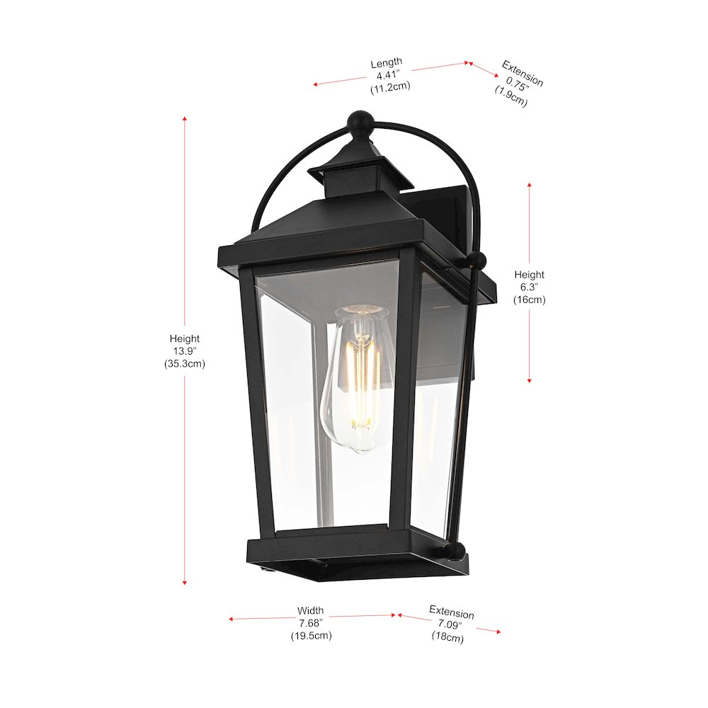 Luz 14 inch Outdoor Wall sconce in Black. Picture 8