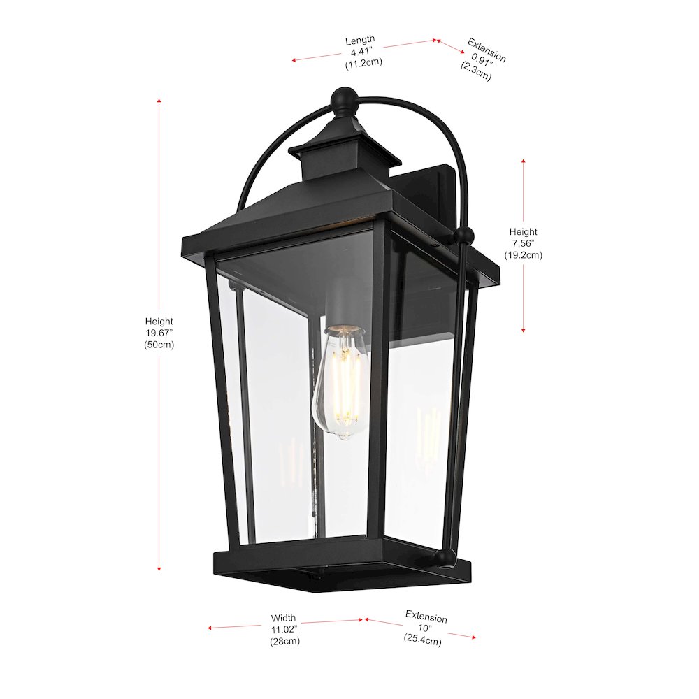 Luz 20 inch Outdoor Wall sconce in Black. Picture 8