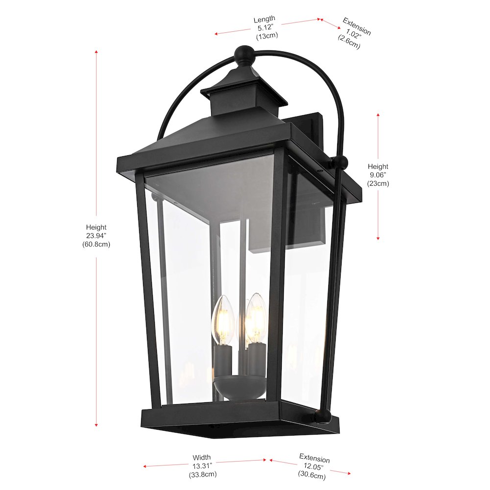 Luz 24 inch Outdoor Wall sconce in Black. Picture 8