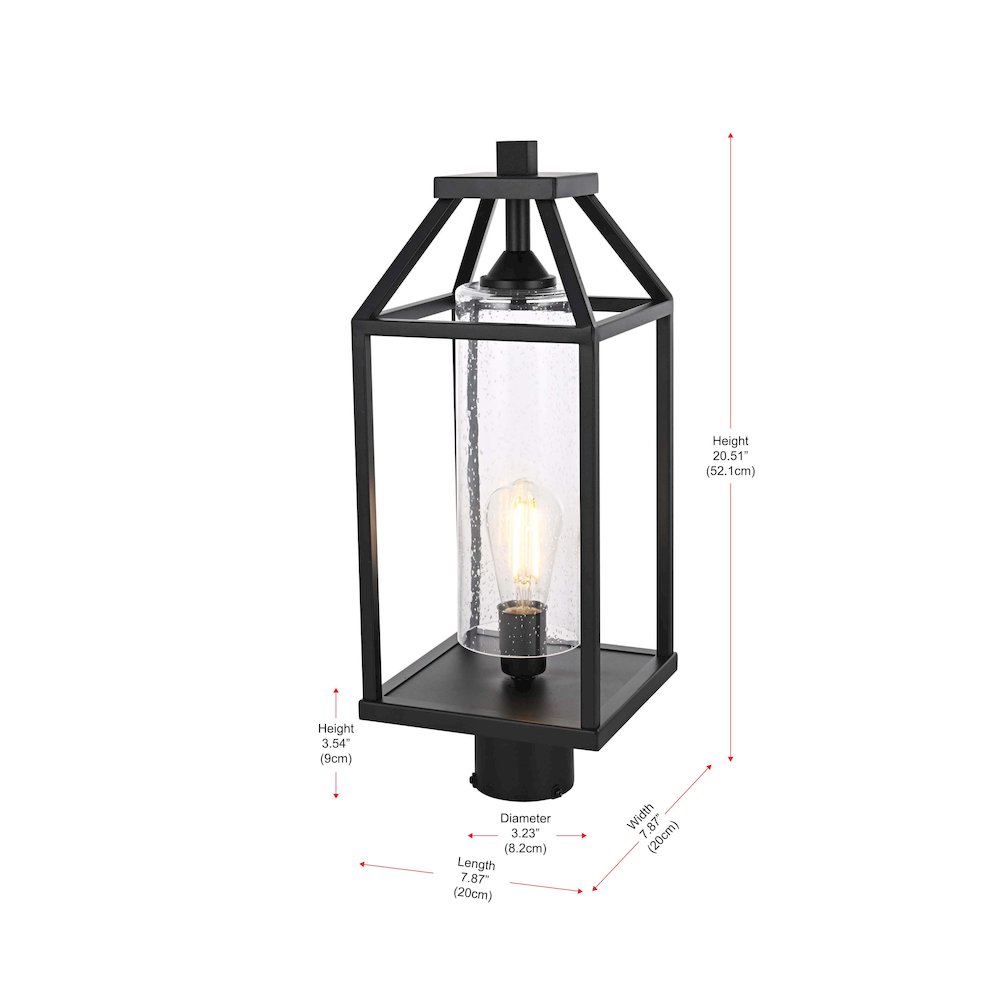 Zora 21 inch Outdoor Post light in Black. Picture 6