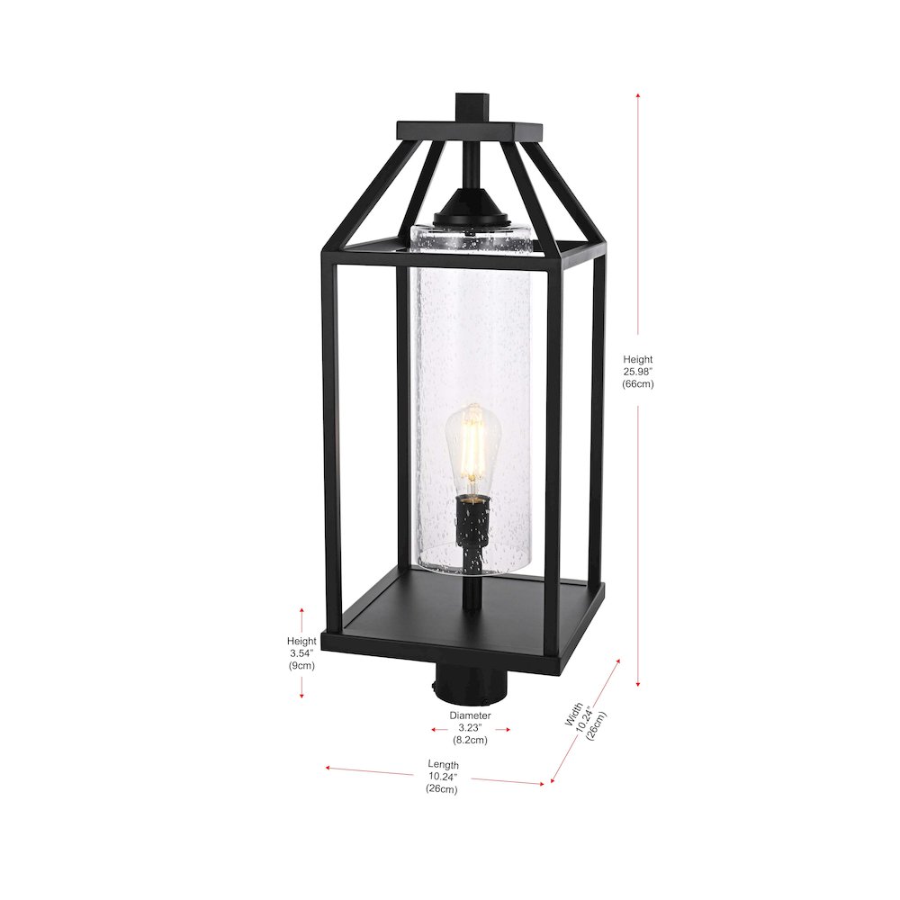 Zora 26 inch Outdoor Post light in Black. Picture 6
