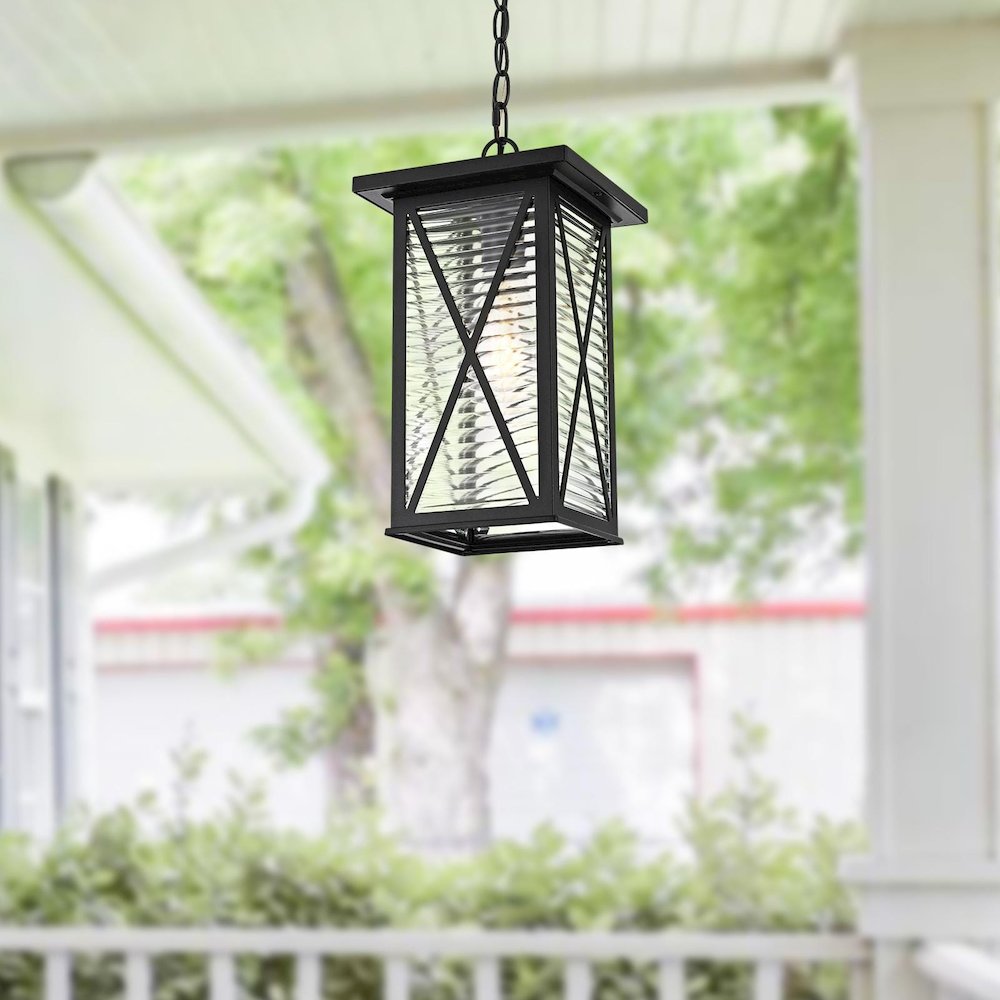 Jada 14 inch Outdoor Pendant in Black. Picture 2