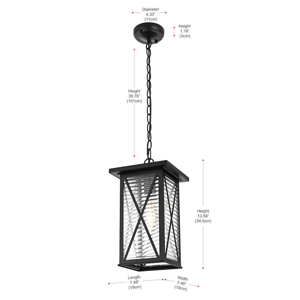 Jada 14 inch Outdoor Pendant in Black. Picture 9