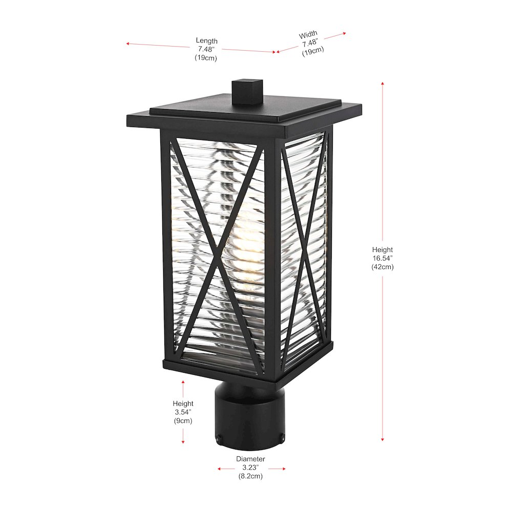 Jada 16 inch Outdoor Post light in Black. Picture 6
