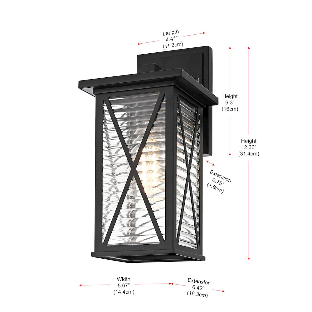 Jada 12 inch Outdoor Wall sconce in Black. Picture 8