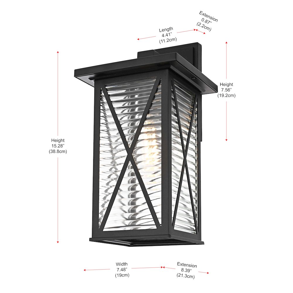Jada 15 inch Outdoor Wall sconce in Black. Picture 8