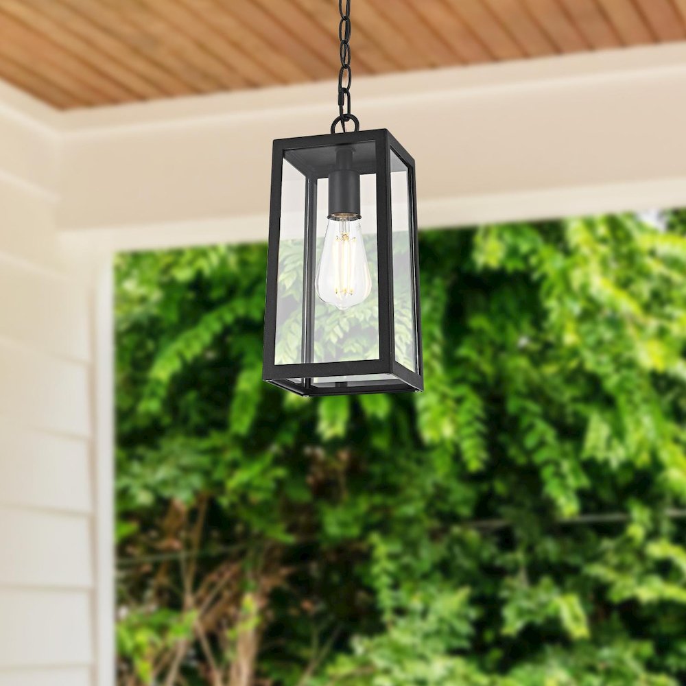 Veda 13 inch Outdoor Pendant in Black. Picture 2