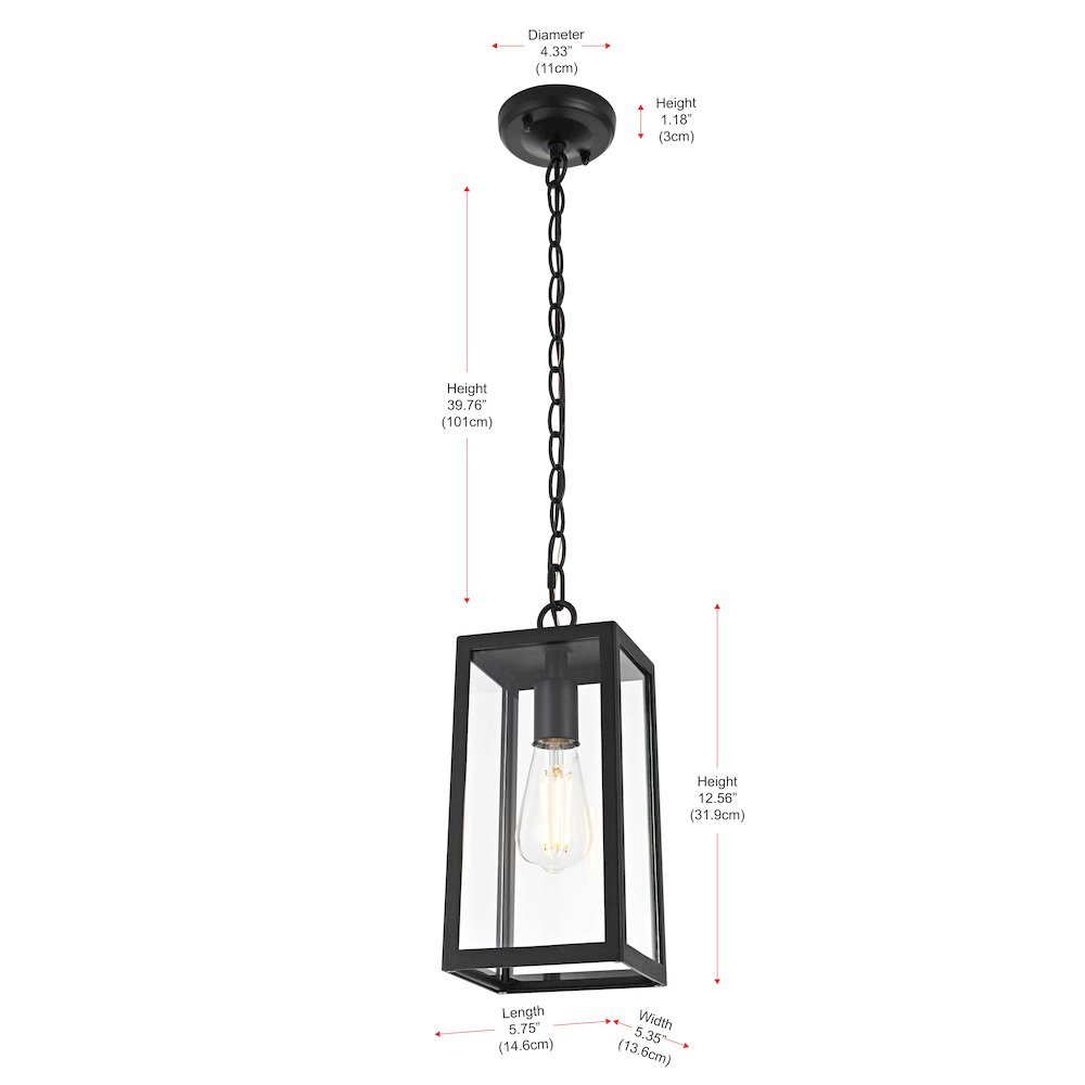 Veda 13 inch Outdoor Pendant in Black. Picture 9