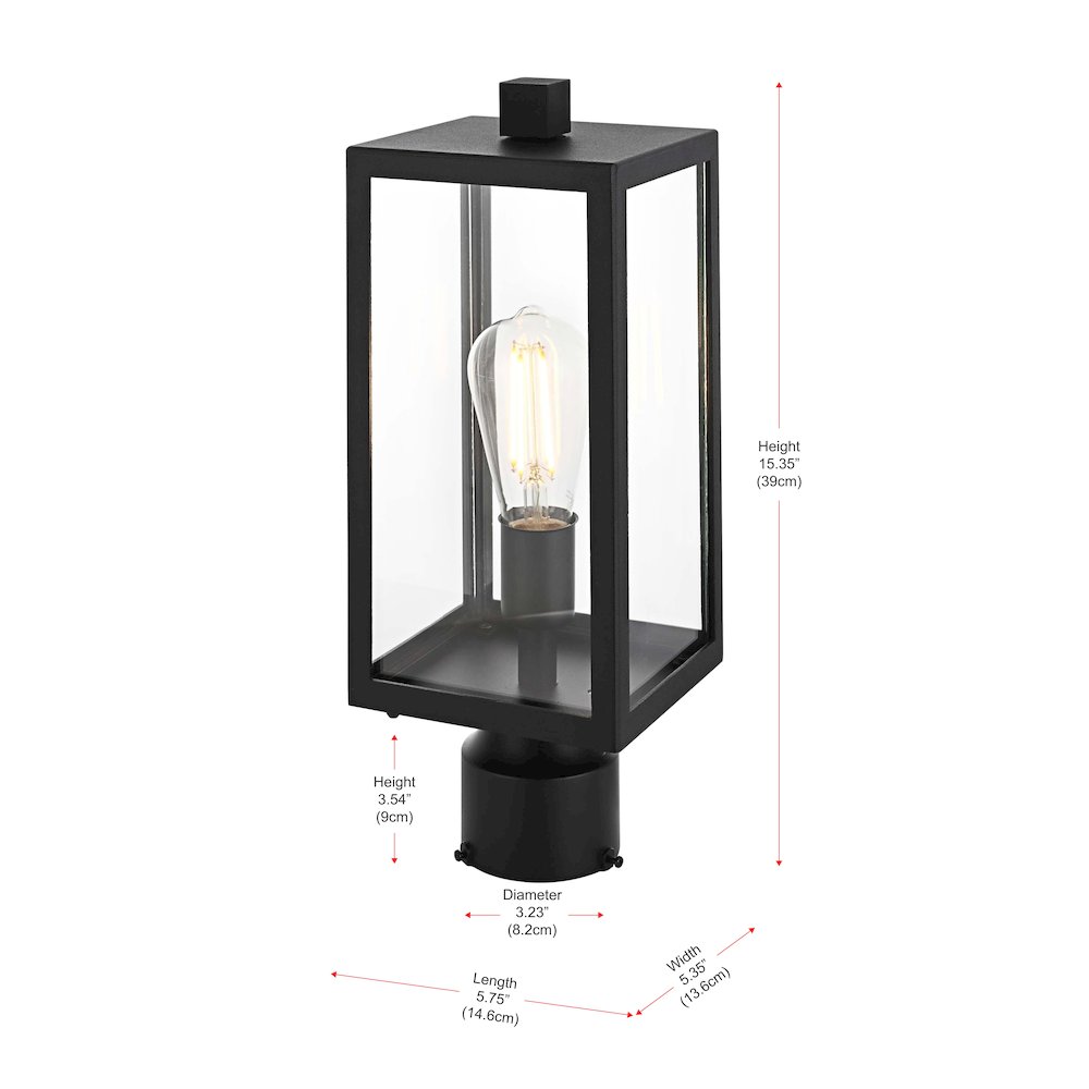 Veda 15 inch Outdoor Post light in Black. Picture 6