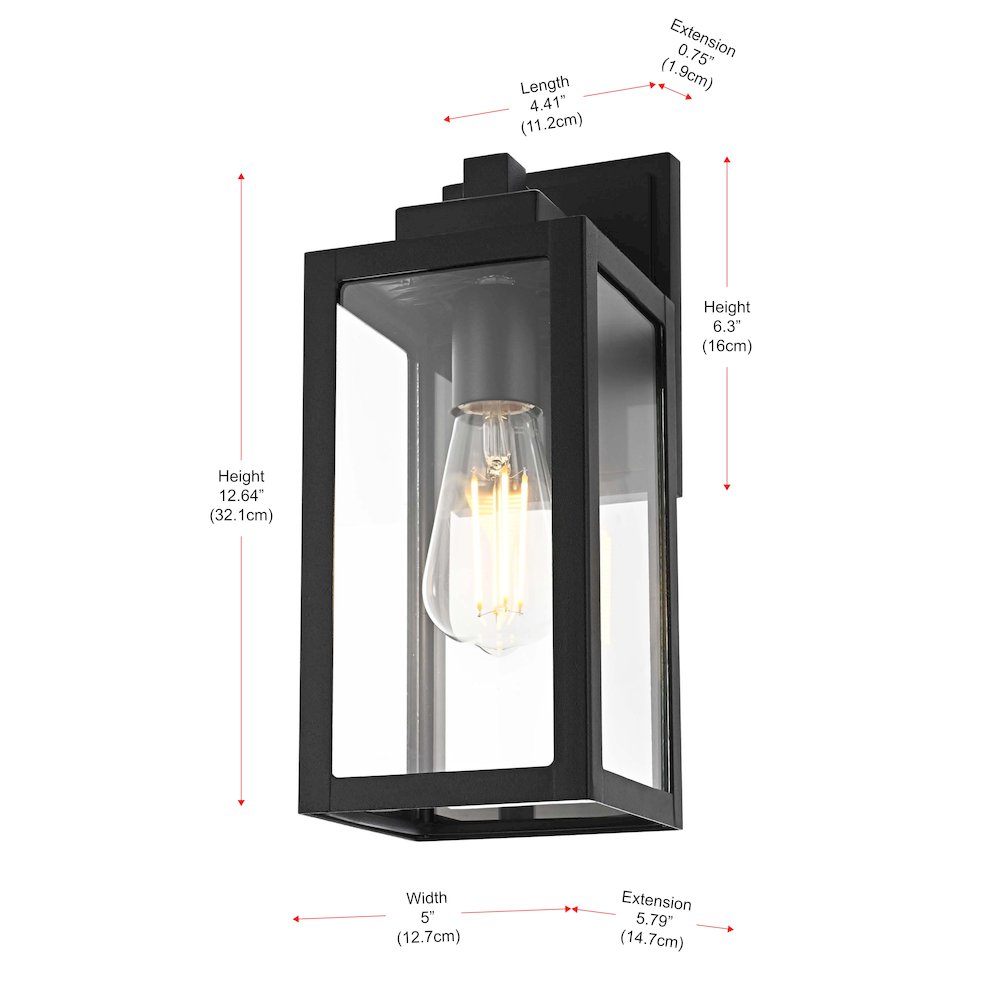 Veda 13 inch Outdoor Wall sconce in Black. Picture 8