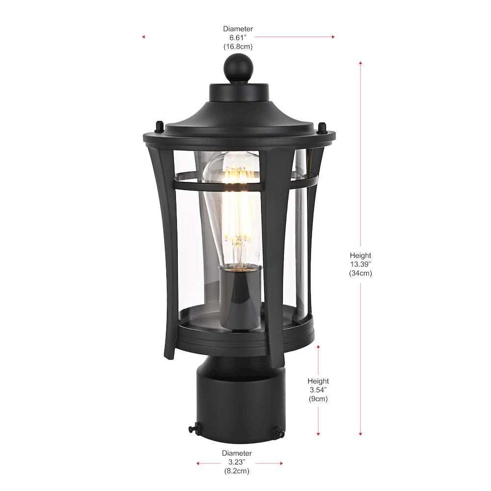 Artemis 13 inch Outdoor Post light in Black. Picture 6