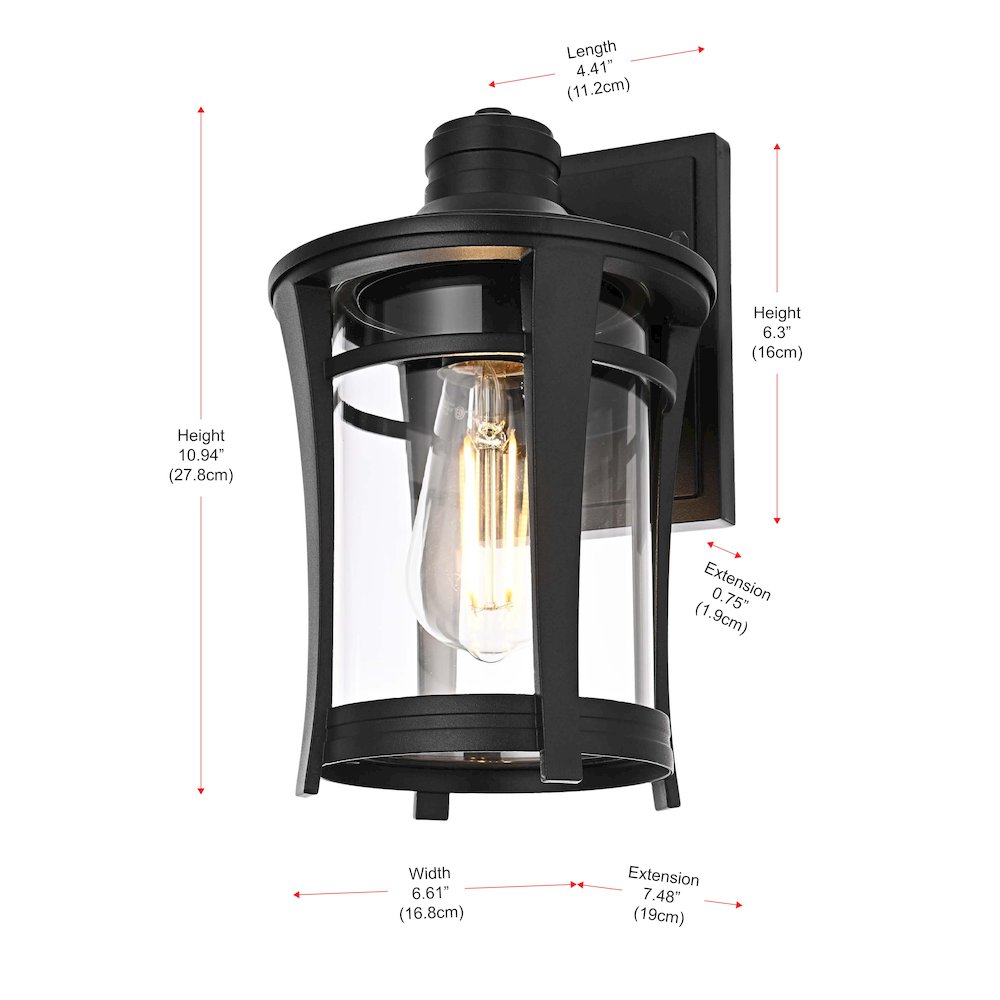 Artemis 11 inch Outdoor Wall sconce in Black. Picture 8