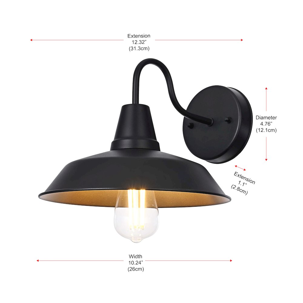 Tinsley 13 inch Outdoor Wall sconce in Black. Picture 8