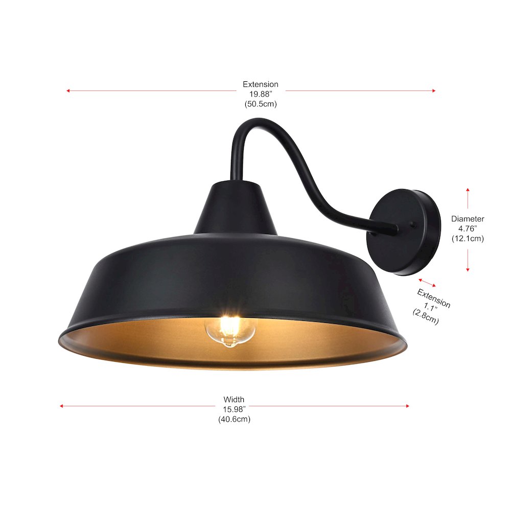 Tinsley 20 inch Outdoor Wall sconce in Black. Picture 8
