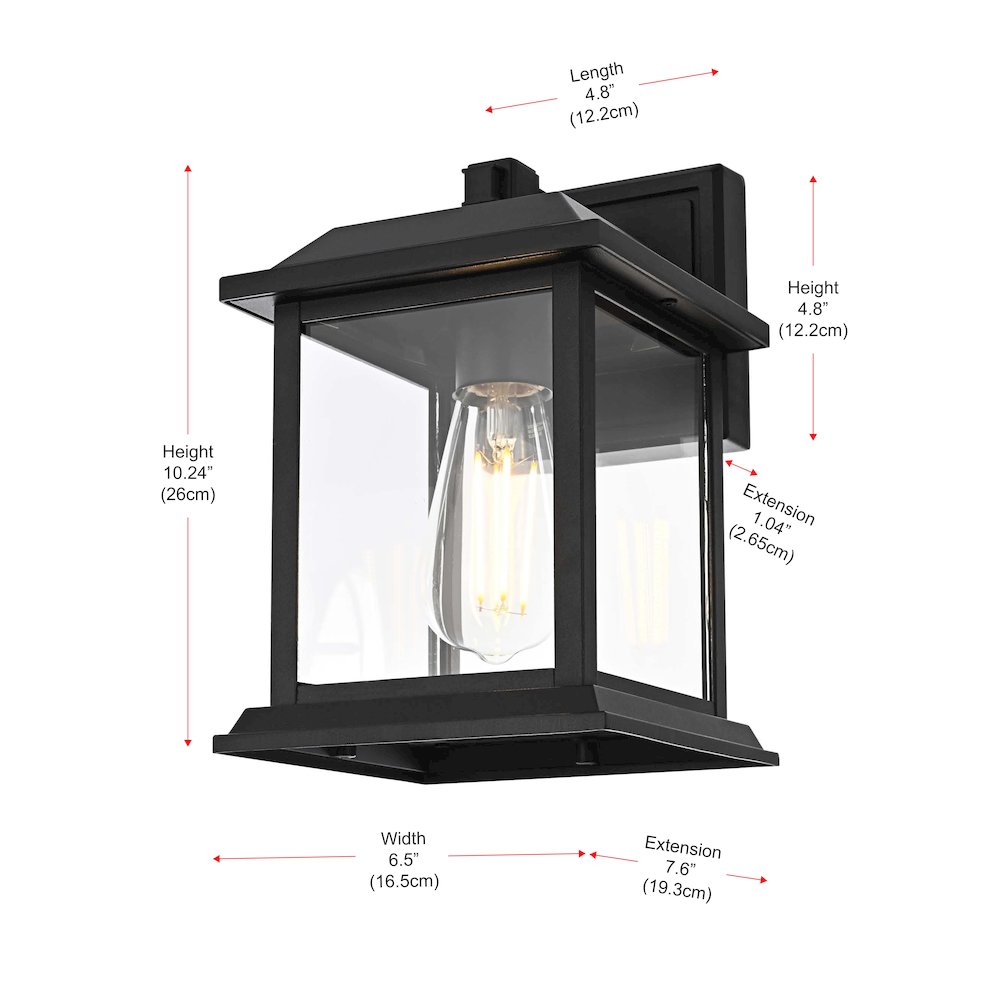 Araceli 10 inch Outdoor Wall sconce in Black. Picture 8