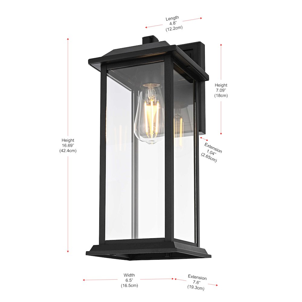 Araceli 17 inch Outdoor Wall sconce in Black. Picture 8