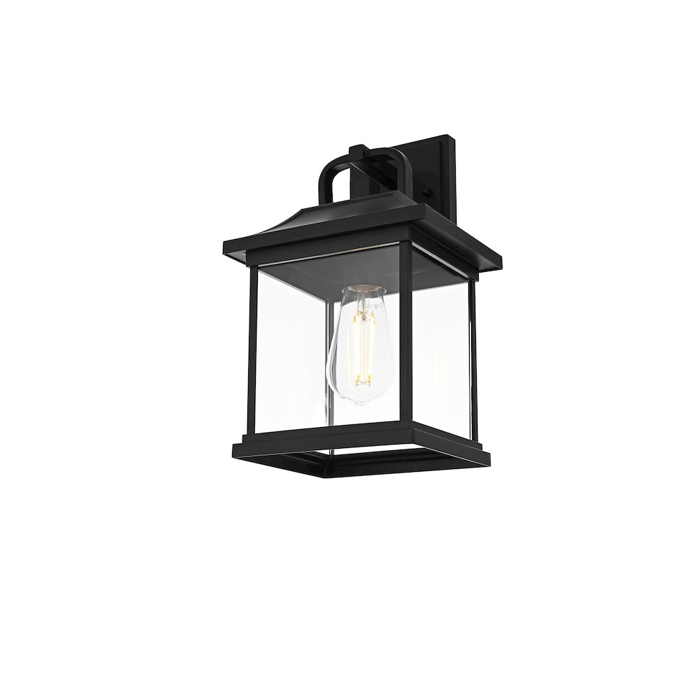 Saul 13 inch Outdoor Wall sconce in Black. Picture 3