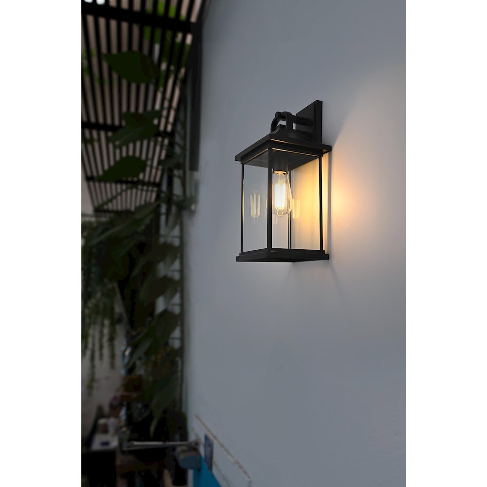 Saul 16 inch Outdoor Wall sconce in Black. Picture 2