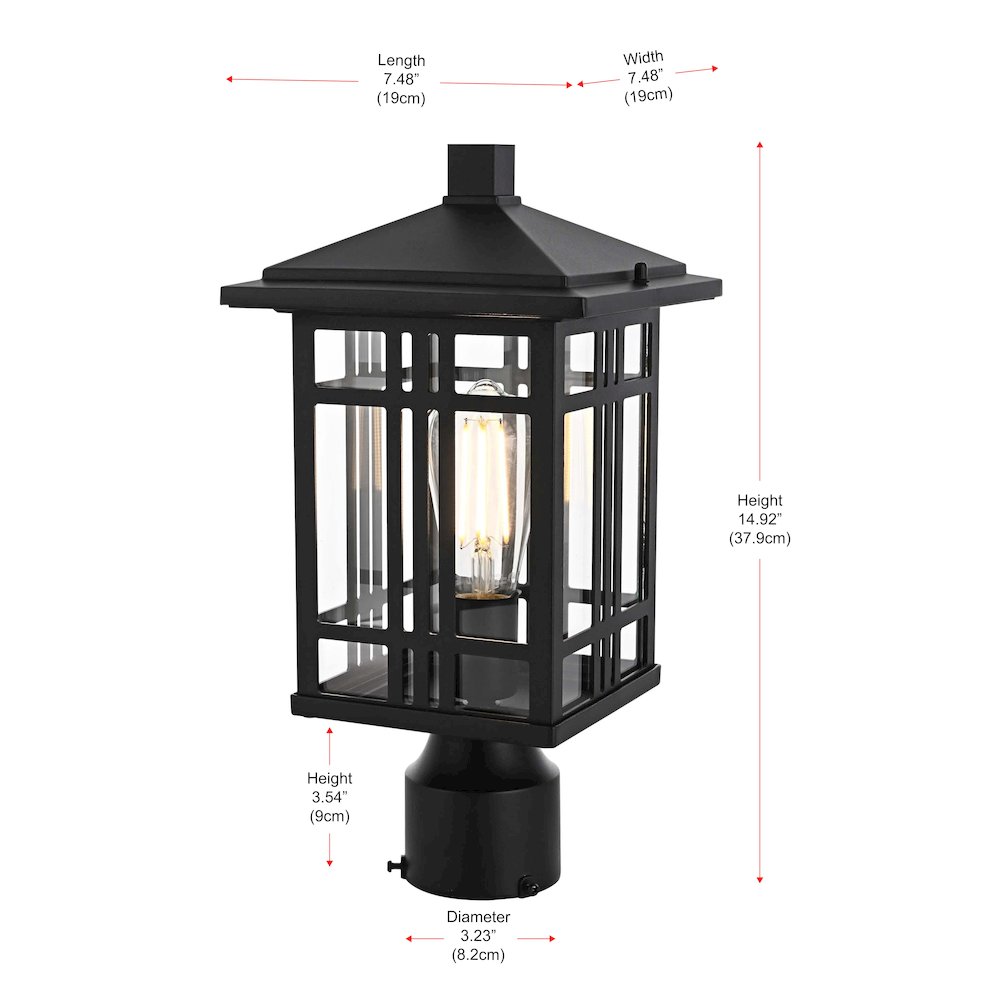 Harley 15 inch Outdoor Post light in Black. Picture 6