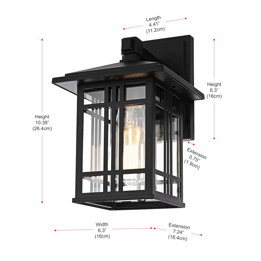 Harley 10 inch Outdoor Wall sconce in Black. Picture 8