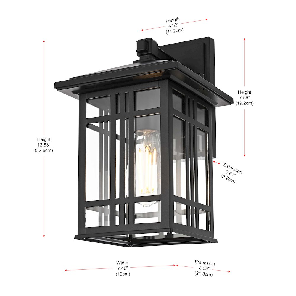 Harley 13 inch Outdoor Wall sconce in Black. Picture 8