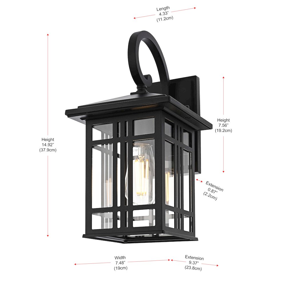 Harley 14 inch Outdoor Wall sconce in Black. Picture 8