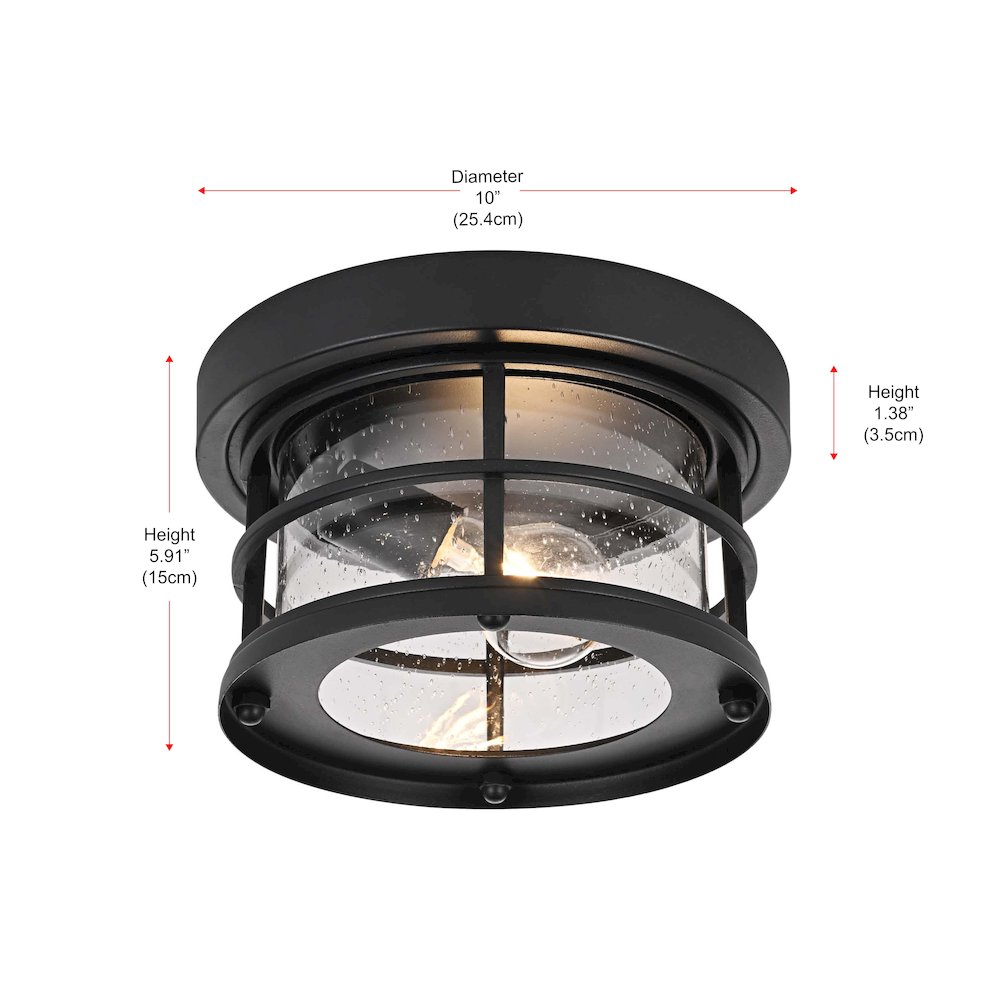 Carla 10 inch Outdoor Flush Mount in Black. Picture 8