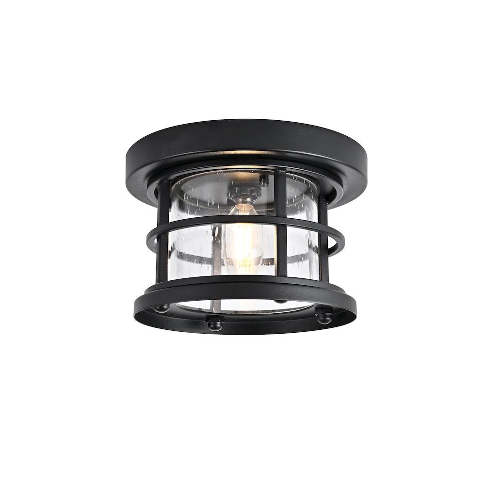 Carla 8 inch Outdoor Flush Mount in Black. Picture 1