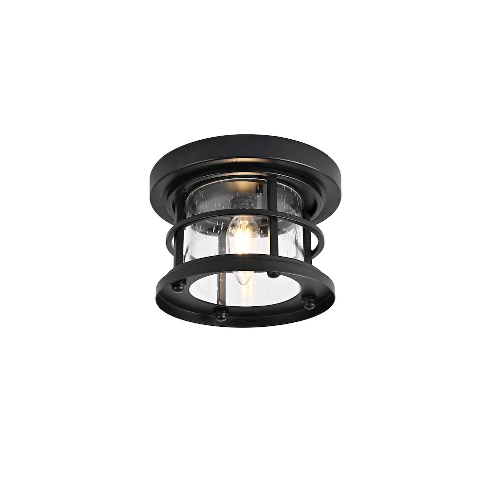 Carla 8 inch Outdoor Flush Mount in Black. Picture 3