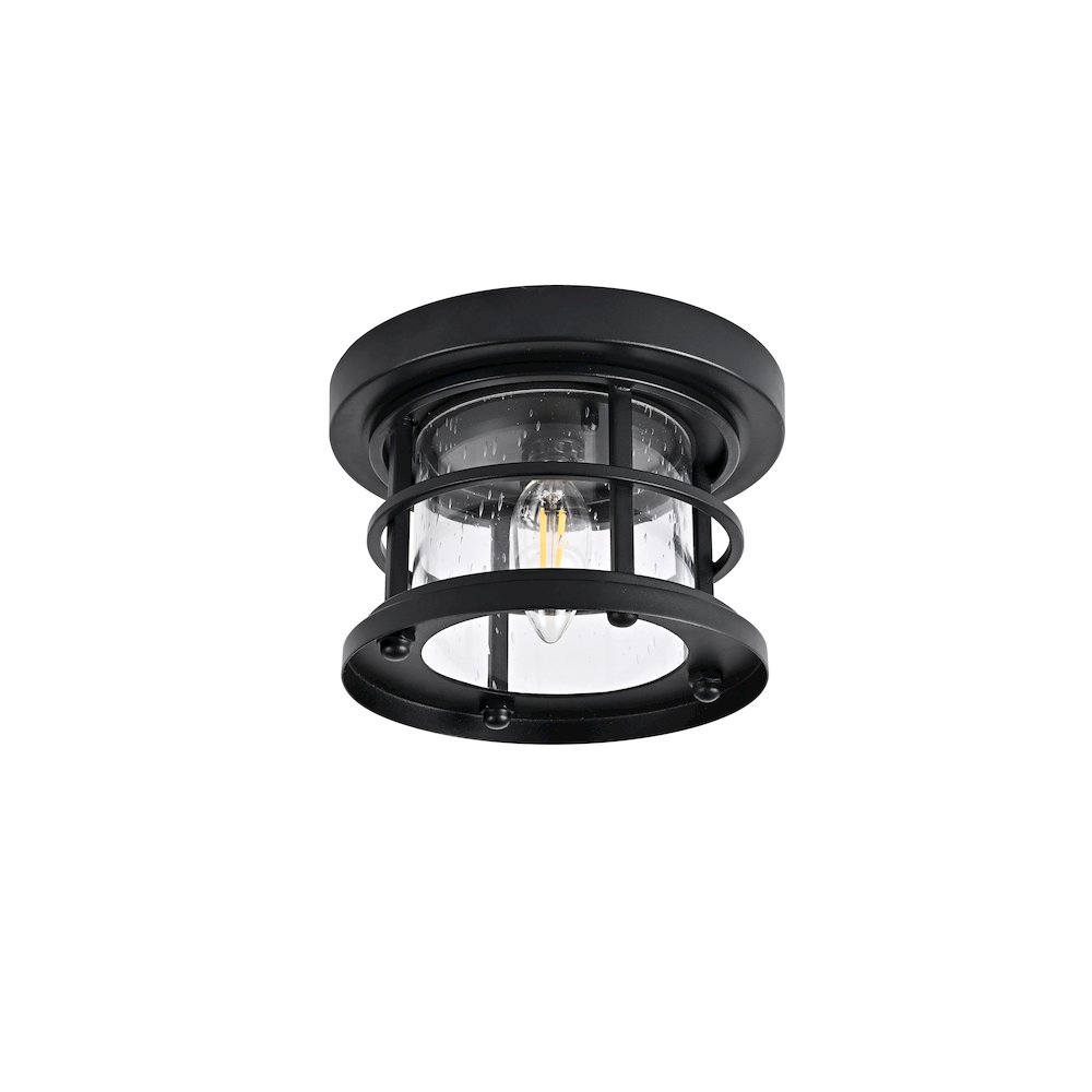 Carla 8 inch Outdoor Flush Mount in Black. Picture 7