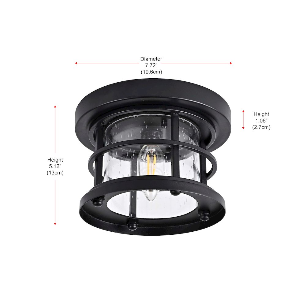 Carla 8 inch Outdoor Flush Mount in Black. Picture 8