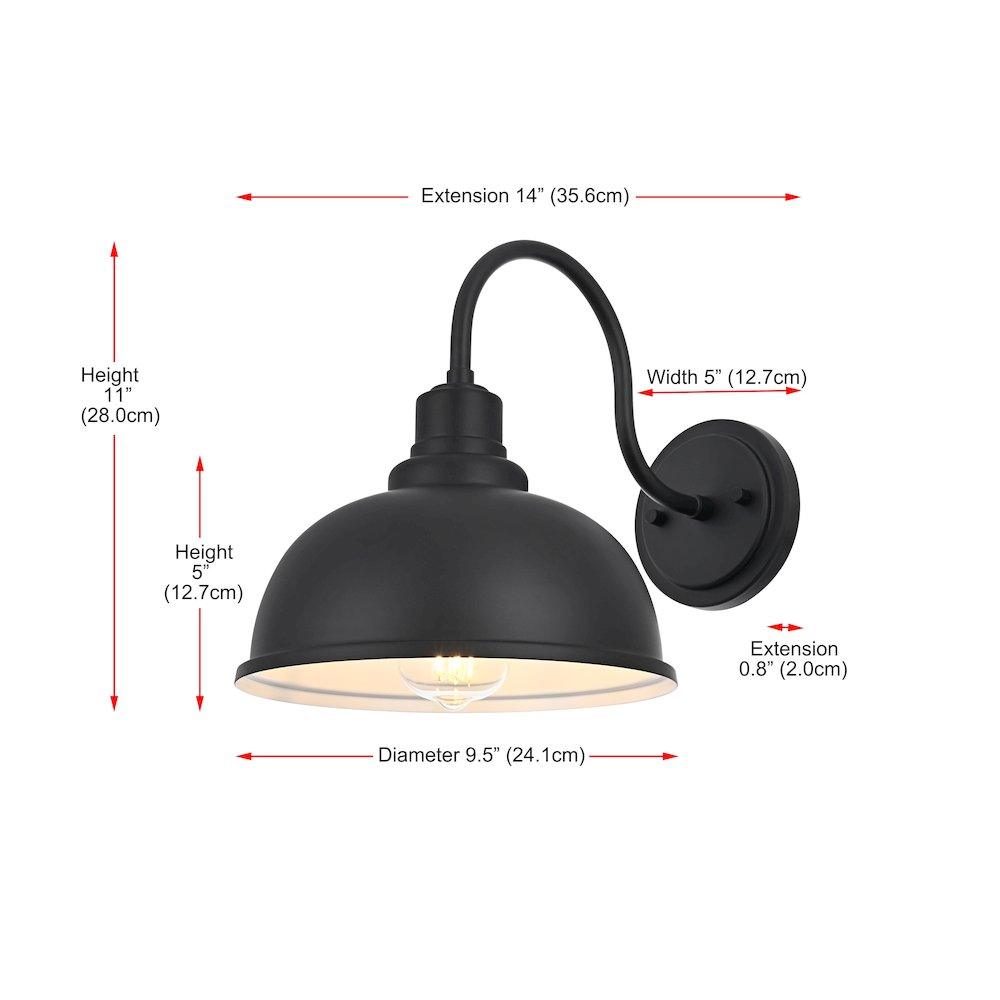 Aron 9.5 Inch Outdoor Wall Sconce In Black. Picture 8
