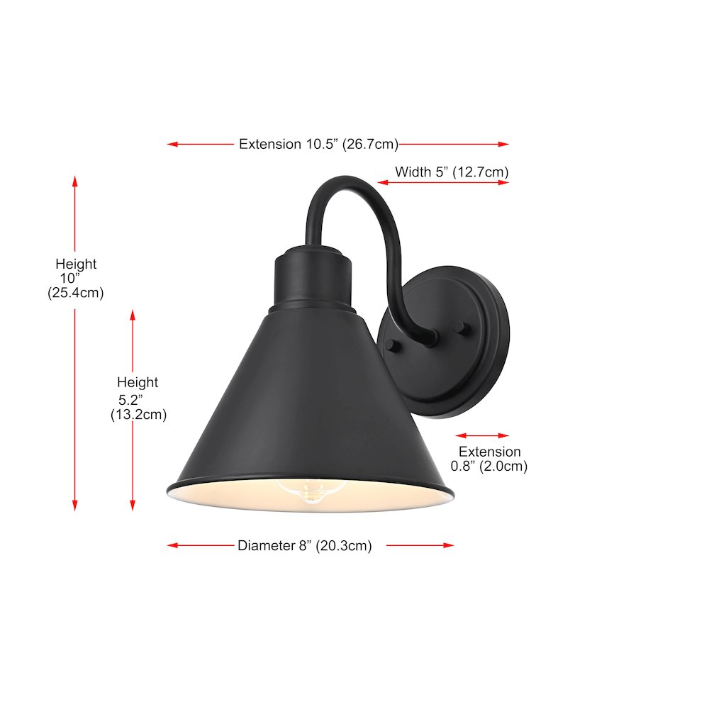 Colton 8 Inch Outdoor Wall Sconce In Black. Picture 8