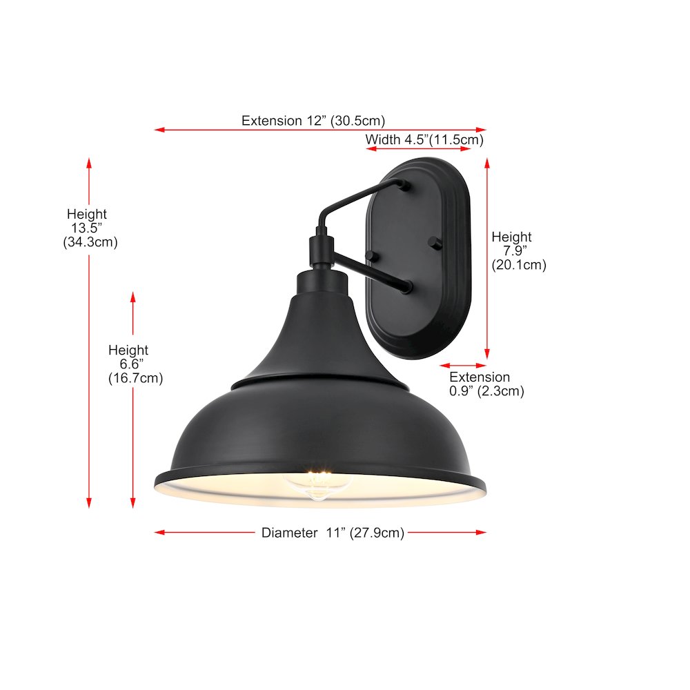 Elian 11 Inch Outdoor Wall Sconce In Black. Picture 8