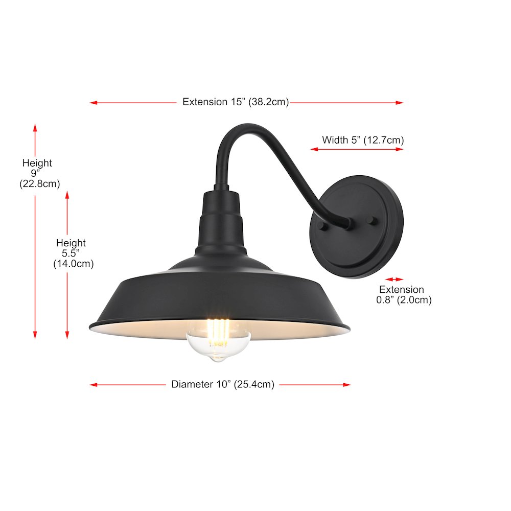 Franco 10 Inch Outdoor Wall Sconce In Black. Picture 8