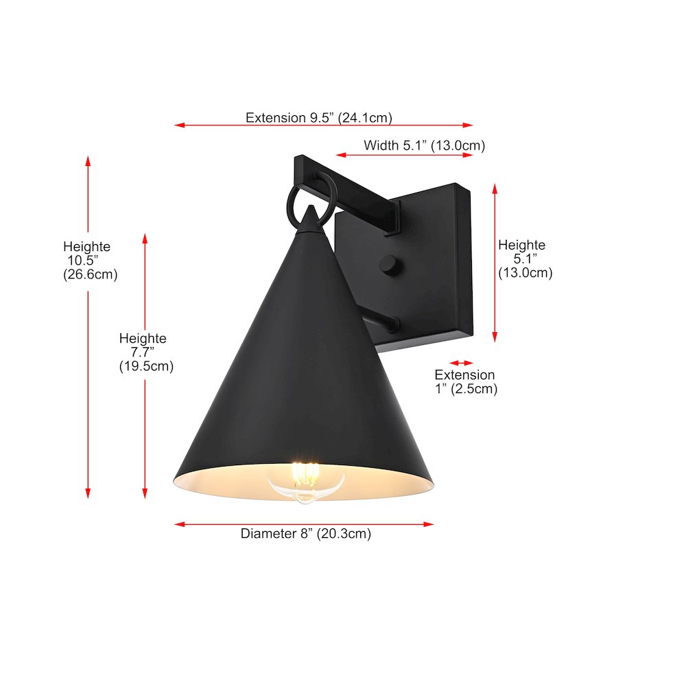 Hendrix 8 Inch Outdoor Wall Sconce In Black. Picture 8
