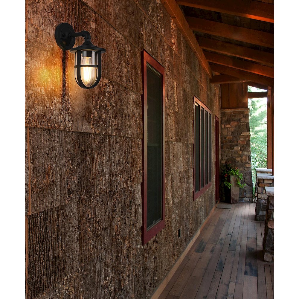 Hugo 6 Inch Outdoor Wall Sconce In Black. Picture 2