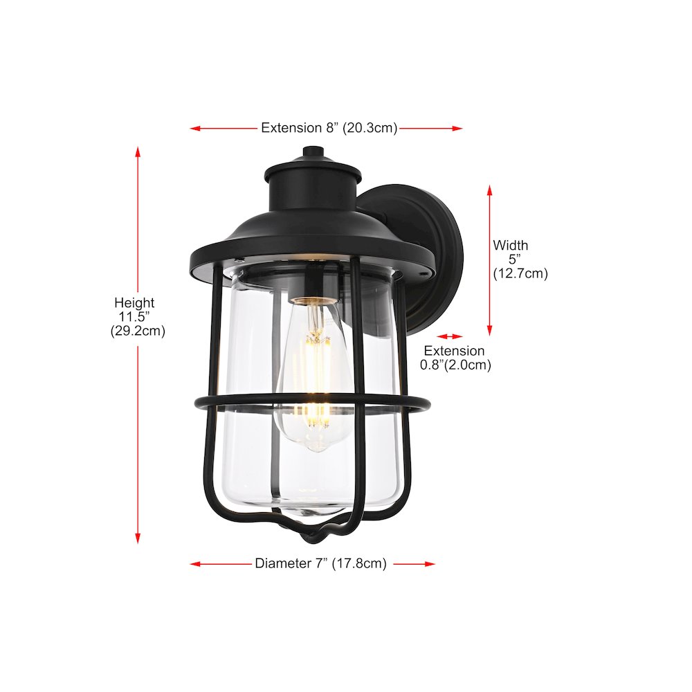 Huxley 7 Inch Outdoor Wall Sconce In Black. Picture 8