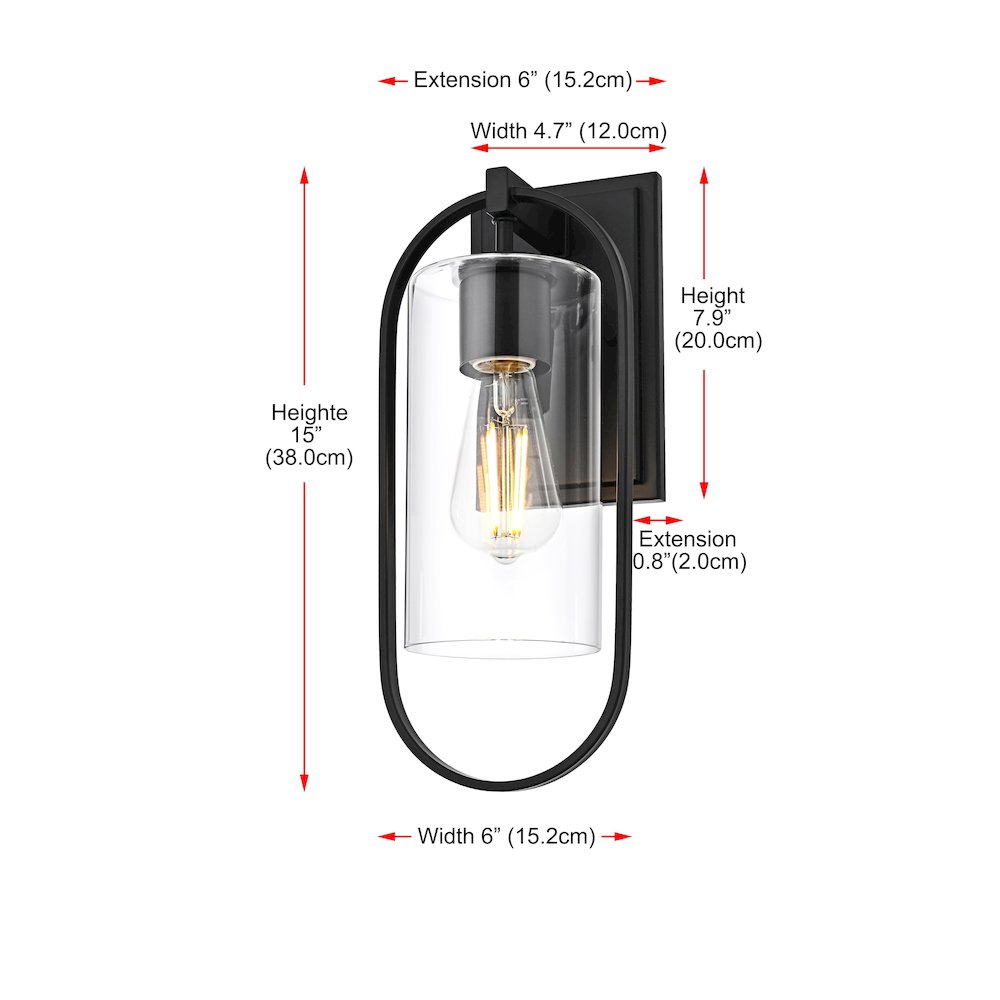 Jaxson 6 Inch Outdoor Wall Sconce In Black. Picture 8