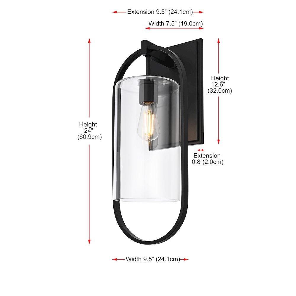 Jaxson 10 Inch Outdoor Wall Sconce In Black. Picture 8