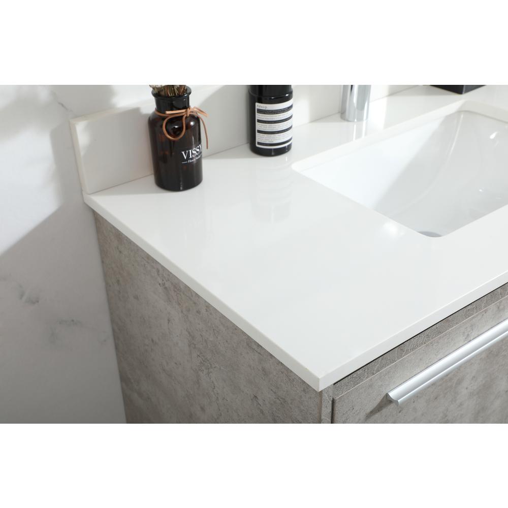 36 inch Single bathroom vanity in concrete grey with backsplash. Picture 5